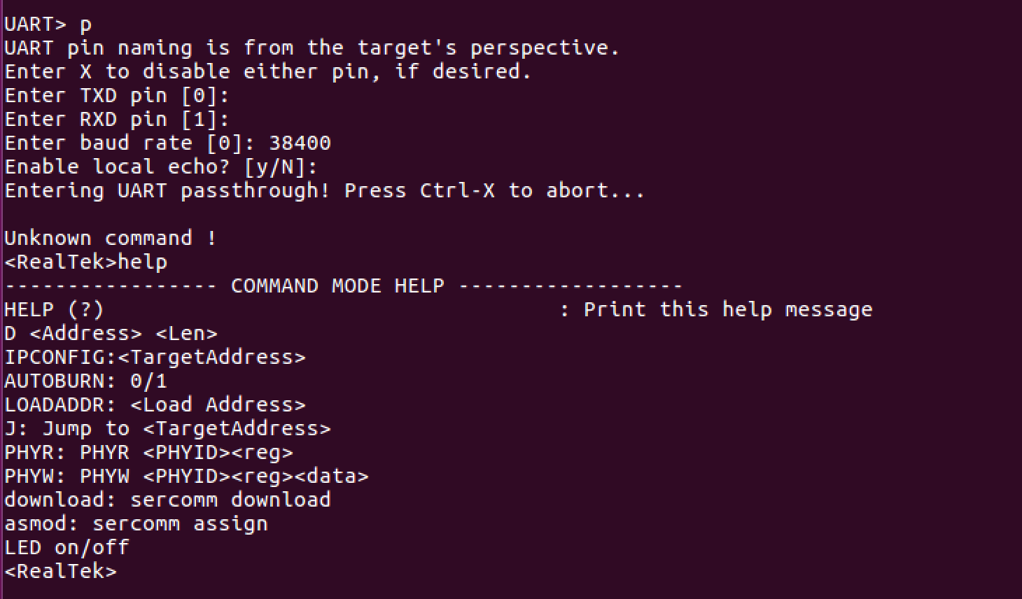 Accessing and dumping firmware through UART