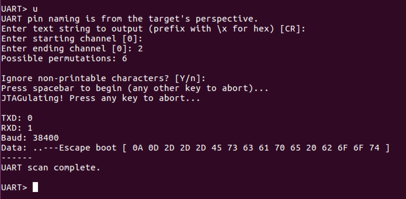 Accessing and dumping firmware through UART